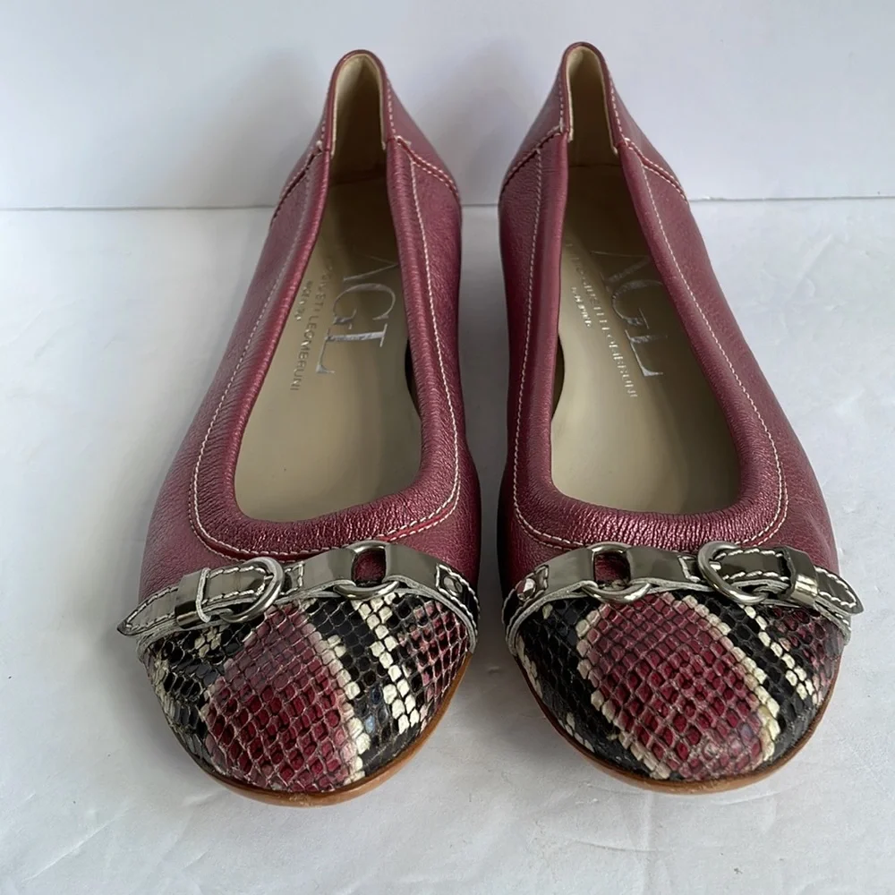 AGL Womans 38 flats shoes Pink Leather Ballet